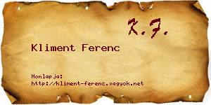 Kliment Ferenc névjegykártya
