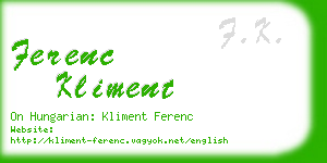 ferenc kliment business card